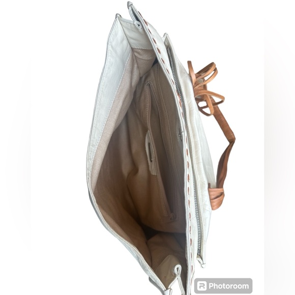 Francesca Biasia cream leather satchel handbag - Picture 6 of 8